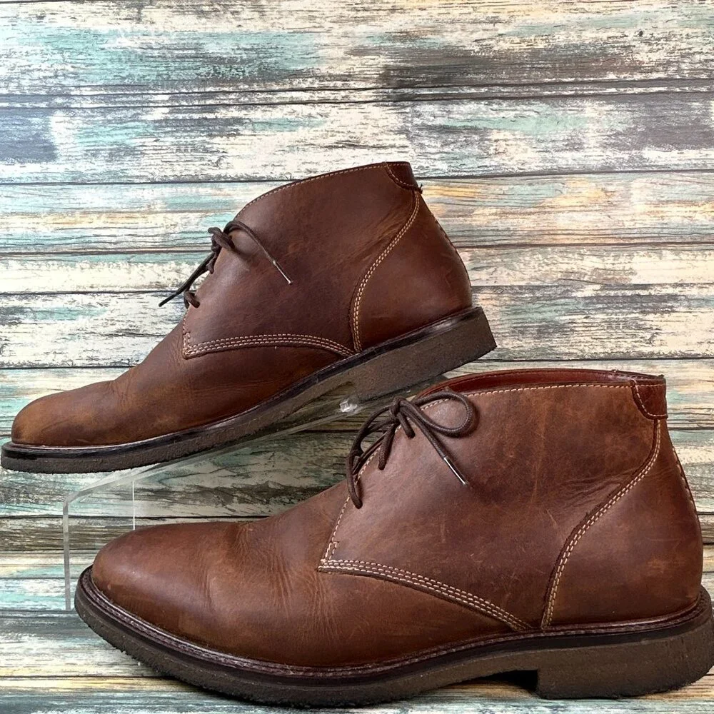 Johnston & Murphy Chukka Boots Mens 9.5M Brown Leather Lace Up Dress Work Ankle